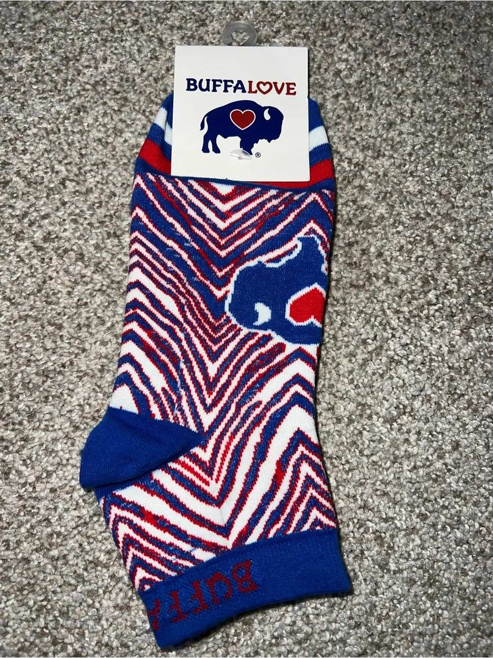 NEW WITH TAGS Buffalo Bills Red, White & Blue Patterned ankle Socks